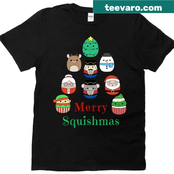 Playful holiday t-shirt with squishy characters for Squishmas