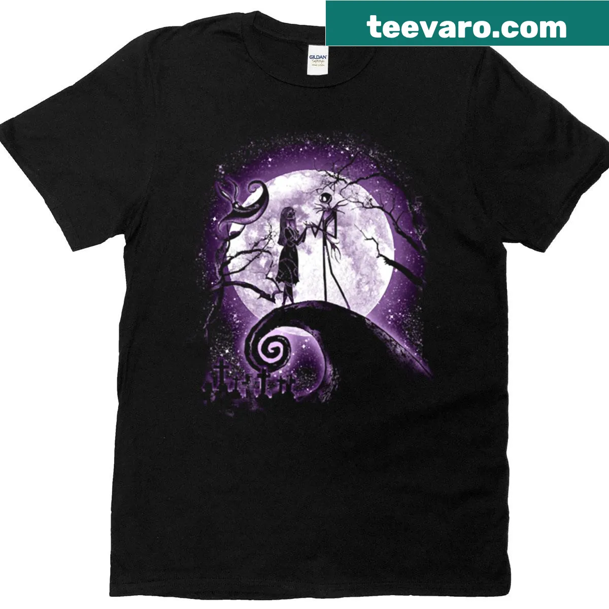 T-shirt with an illustrated moonlight and nightmare design — on a men's t-shirt
