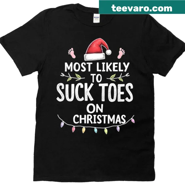 Funny Christmas T-shirt with text about sucking toes