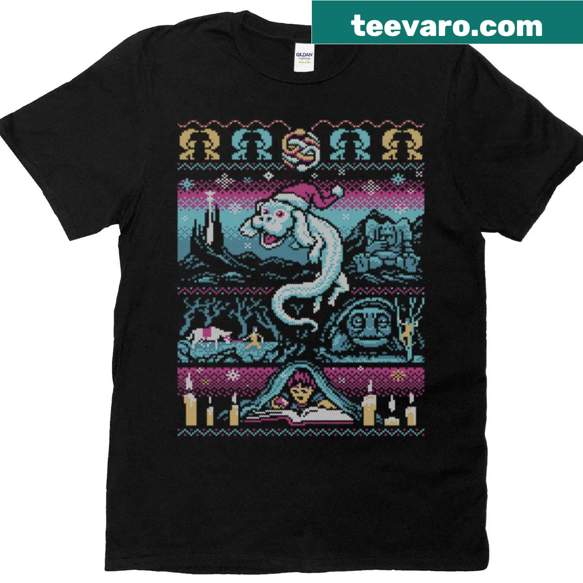 Whimsical Christmas T-shirt celebrating the holiday spirit — on a men's t-shirt
