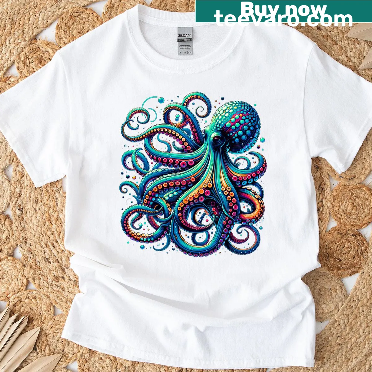 Artistic octopus graphic on a premium tri-blend t-shirt — on a men's t-shirt