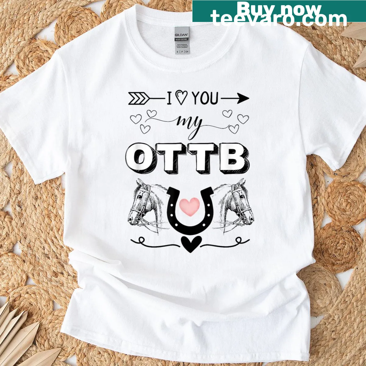 Artistic design celebrating off-track thoroughbreds on t-shirt — on a men's t-shirt