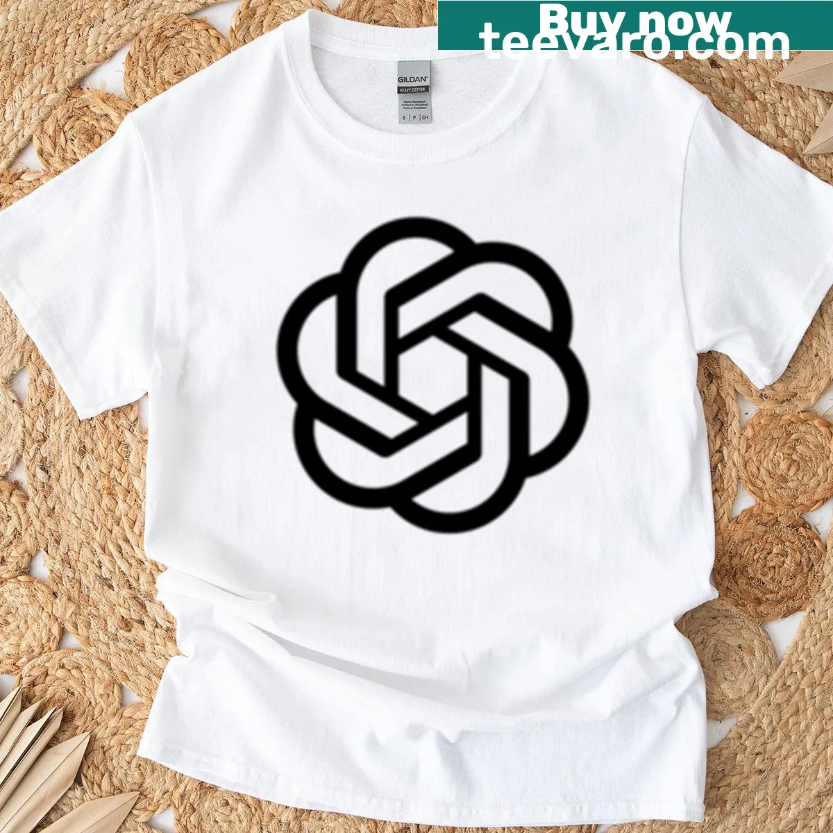 T-shirt featuring the OpenAI Chat GPT logo in a minimalist design — on a men's t-shirt