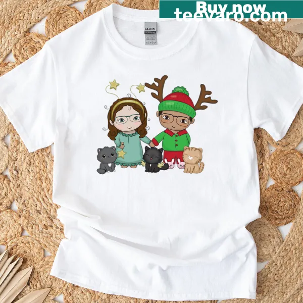 Christmas t-shirt featuring 'Our Furry Family' with pet illustrations