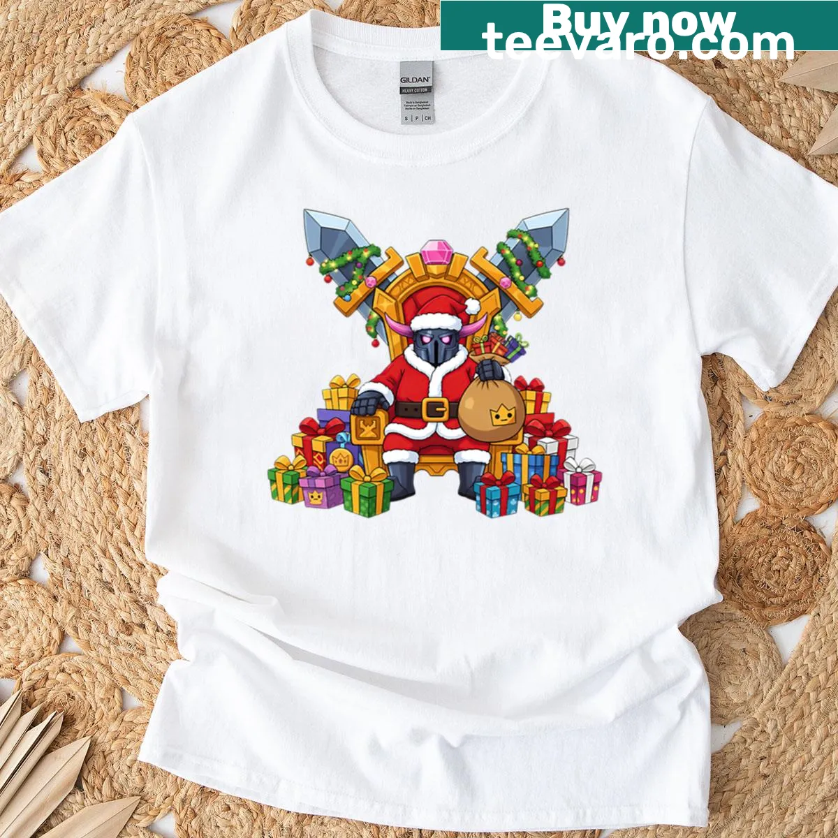 Clash Royale Pekka Santa T-shirt with humorous design — on a men's t-shirt