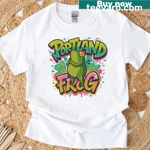 Cute graffiti-style frog design on a casual T-shirt