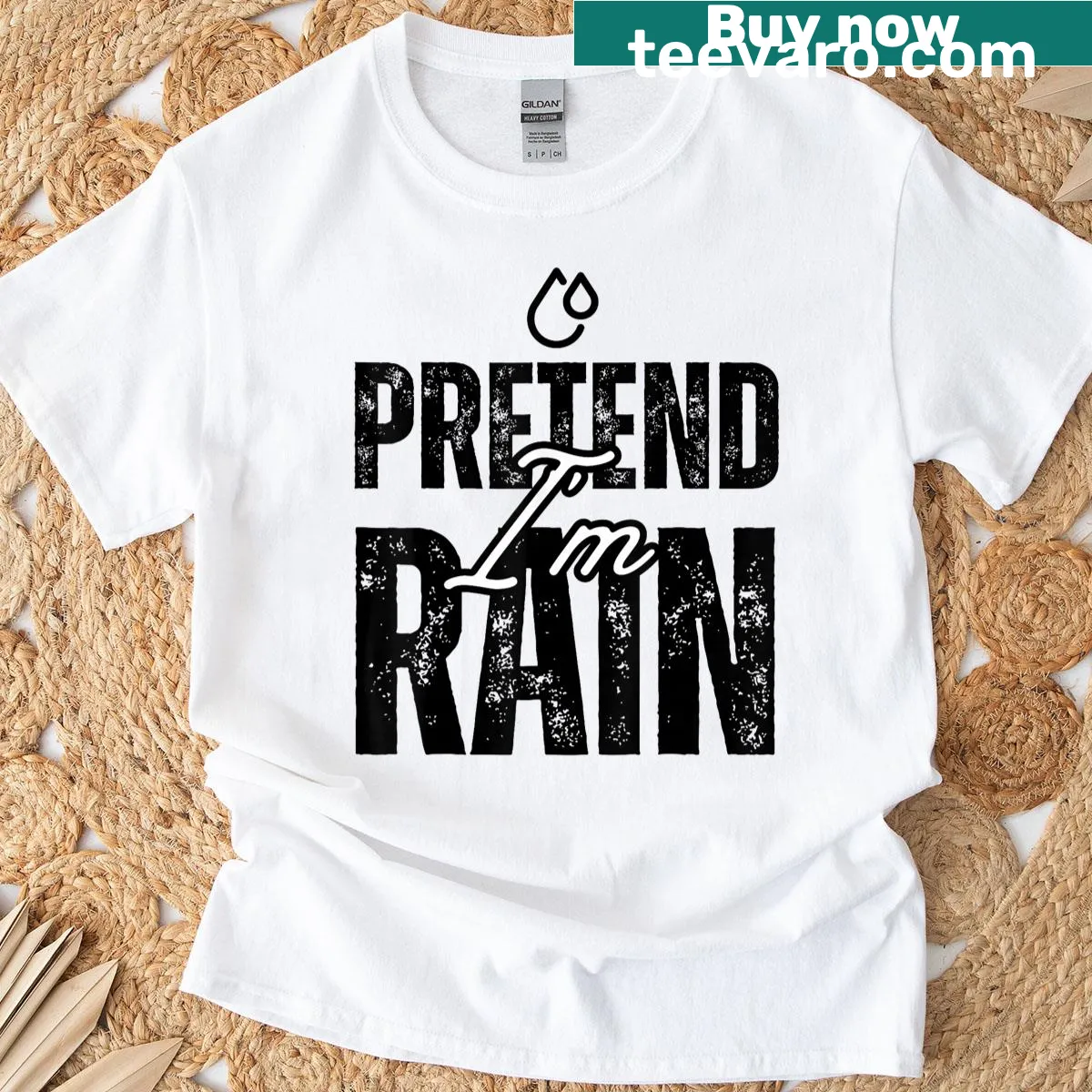 Funny Halloween T-shirt with 'Pretend I'm Rain' graphic — on a men's t-shirt