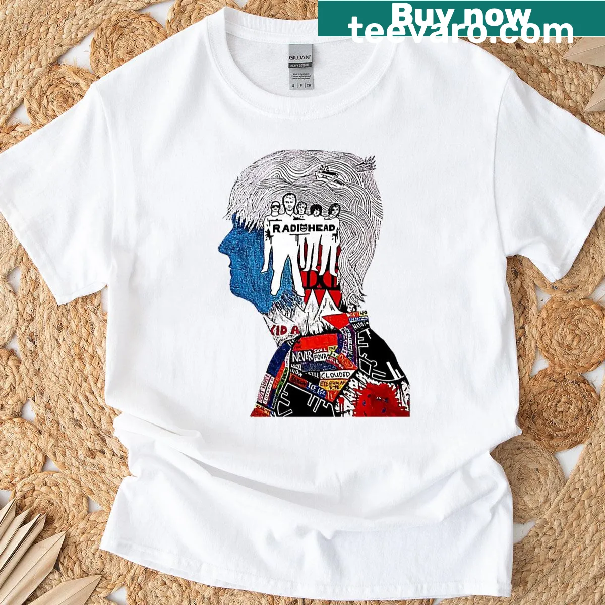 Artistic t-shirt featuring Radiohead design — on a men's t-shirt