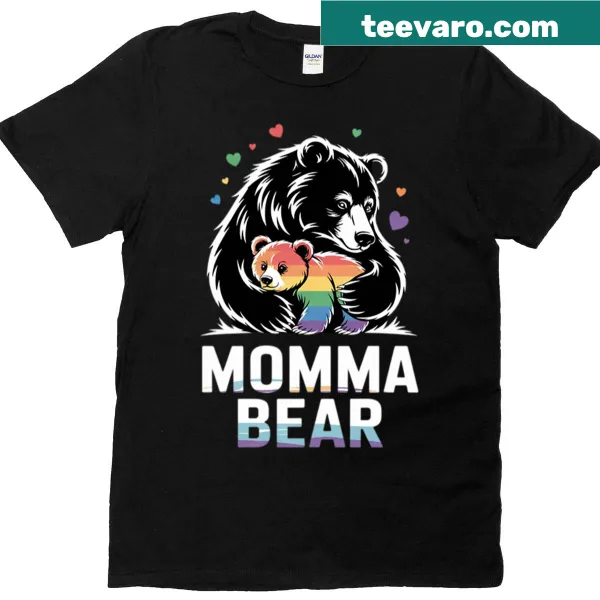 Mama Bear graphic promoting love and support on a pride t-shirt