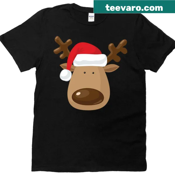 Glitchy reindeer graphic on a men's Christmas t-shirt
