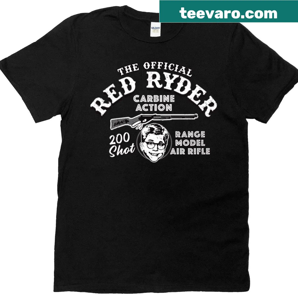 A Christmas Story Red Ryder air rifle T-shirt — on a men's t-shirt