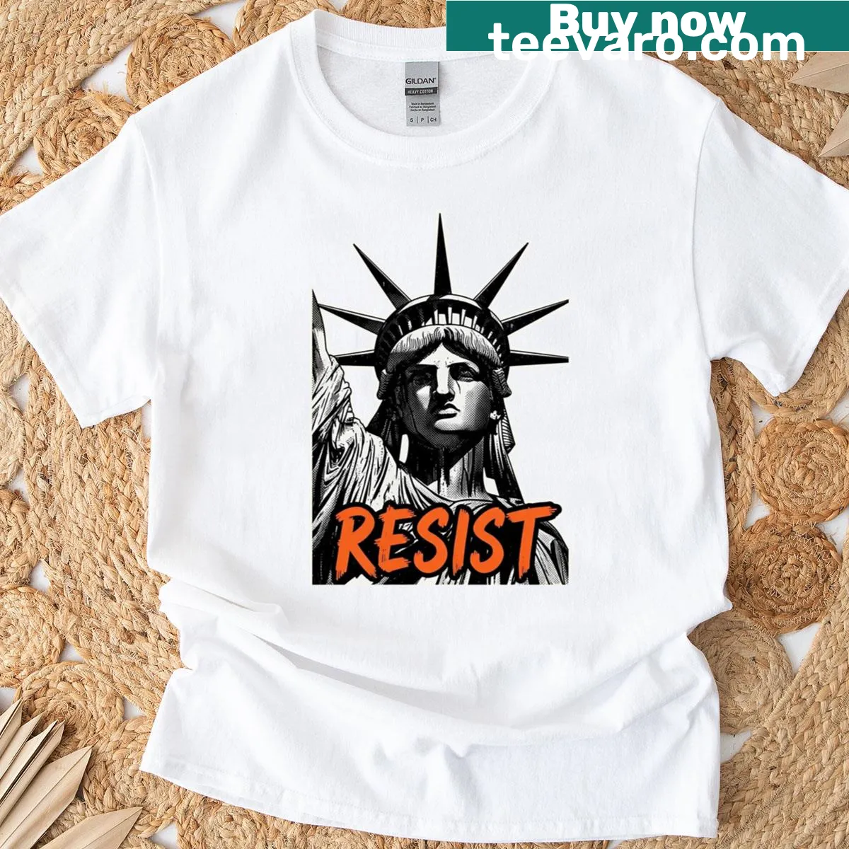Statue of Liberty illustration symbolizing urban resistance on a T-shirt — on a men's t-shirt
