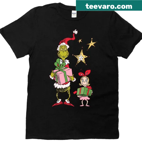 Cartoon T-shirt depicting Christmas mischief in retro style