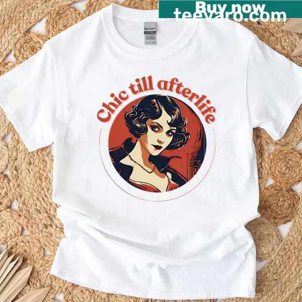 Retro vampire girl illustration on a chic T-shirt