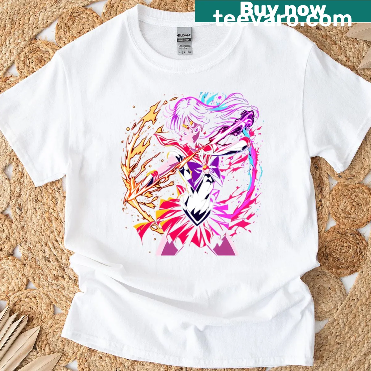 Sailor Mars graphic T-shirt featuring a bold illustration of the character. — on a men's t-shirt