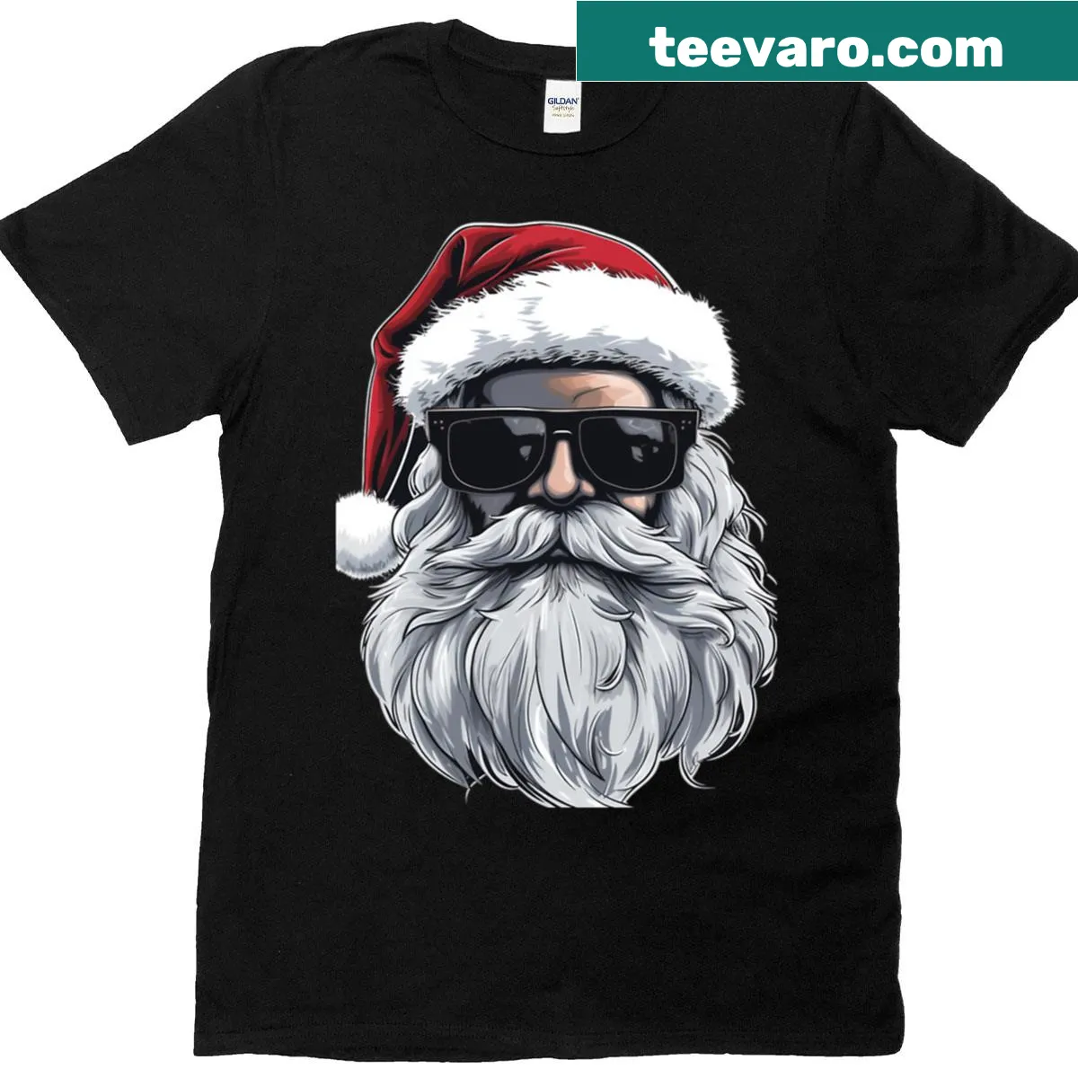 Cool Santa in shades holiday t-shirt design — on a men's t-shirt