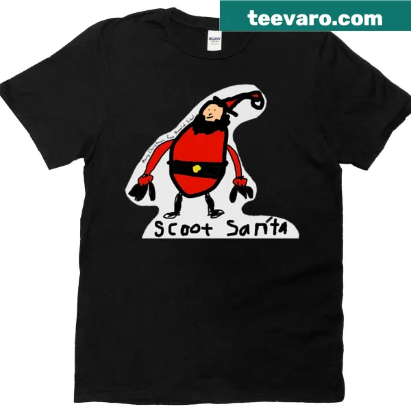 Playful Santa on scooter holiday t-shirt