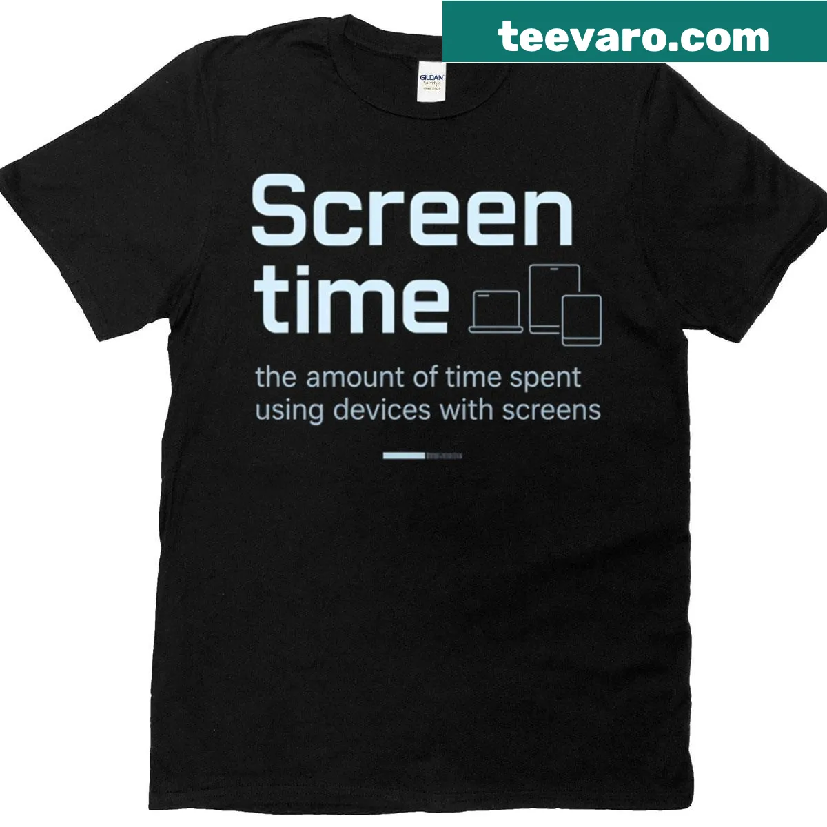 Informative T-shirt about screen time and device usage — on a men's t-shirt