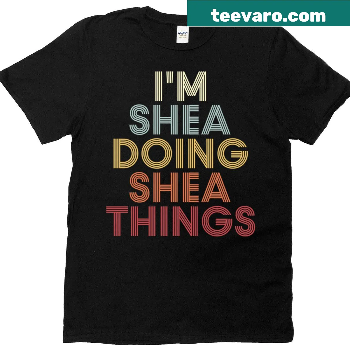 Personalized t-shirt featuring the name Shea prominently — on a men's t-shirt