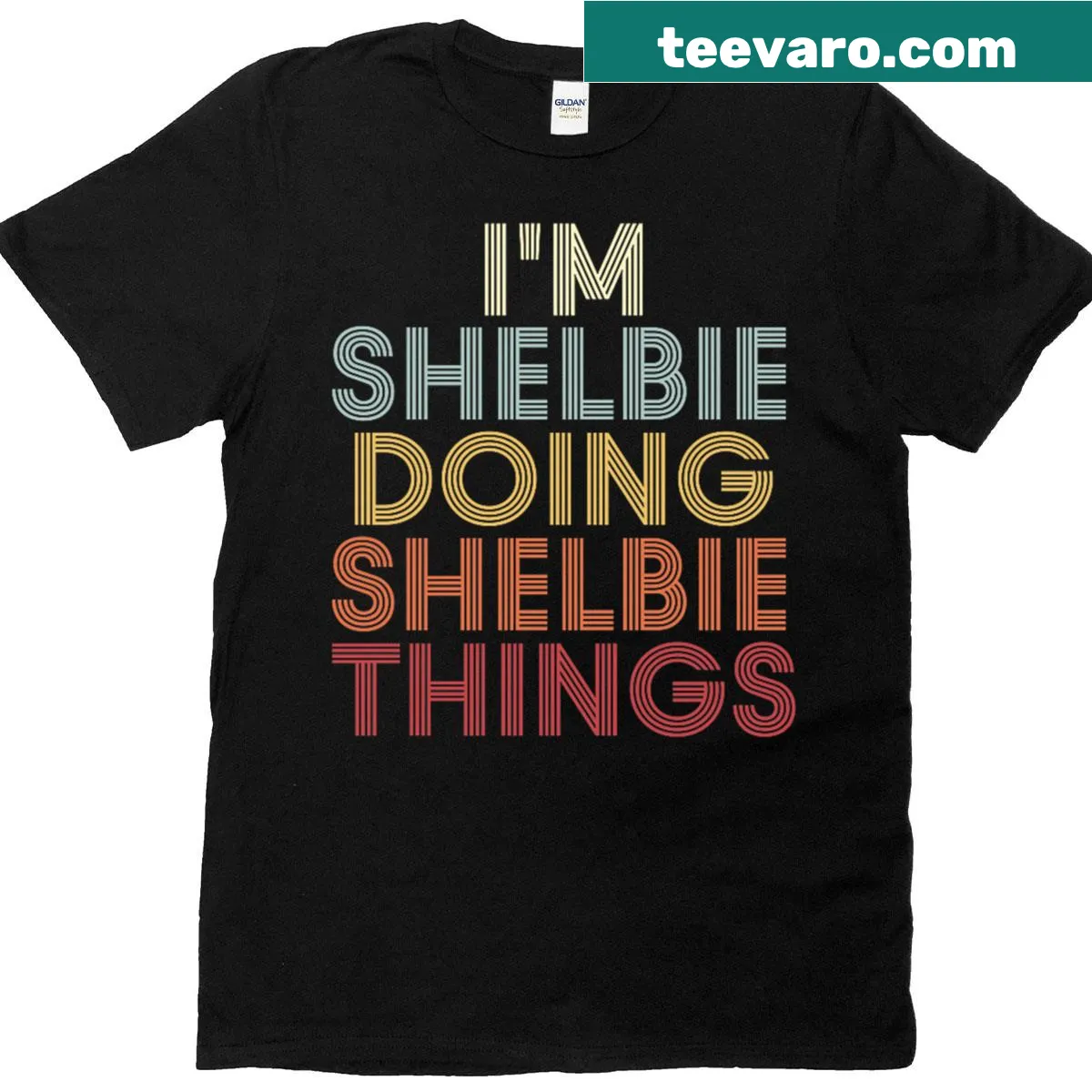 Personalized t-shirt featuring the name Shelbie prominently — on a men's t-shirt