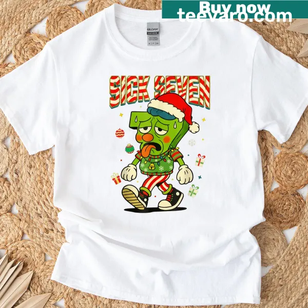 Funny Christmas T-shirt featuring the design 'Sick Seven 67' with Santa Claus.