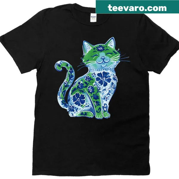 Illustration of a sitting cat on a t-shirt