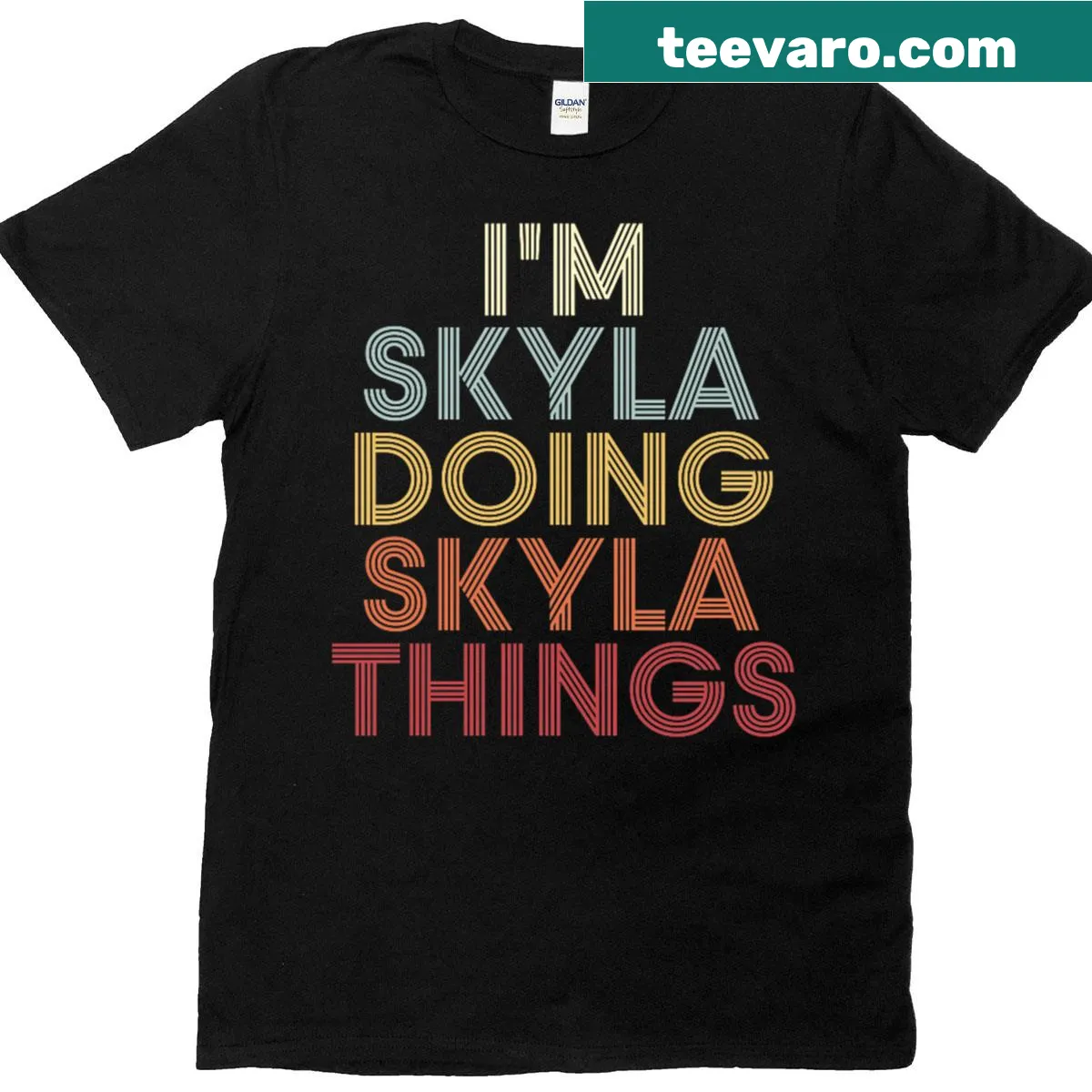 Personalized 'Skyla' hand-lettered graphic on T-shirt — on a men's t-shirt