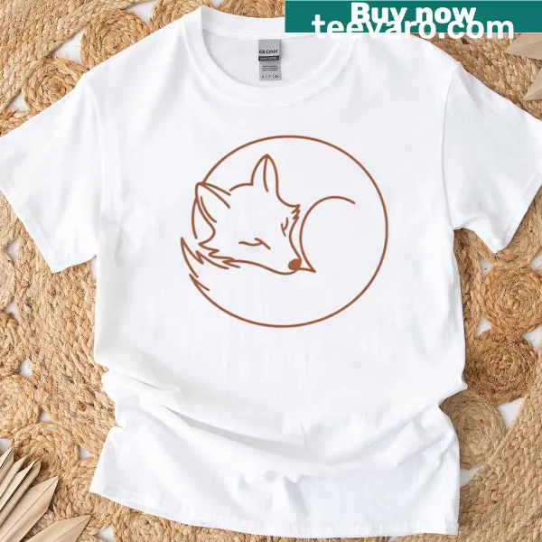 Illustration of a sleeping fox on a T-shirt