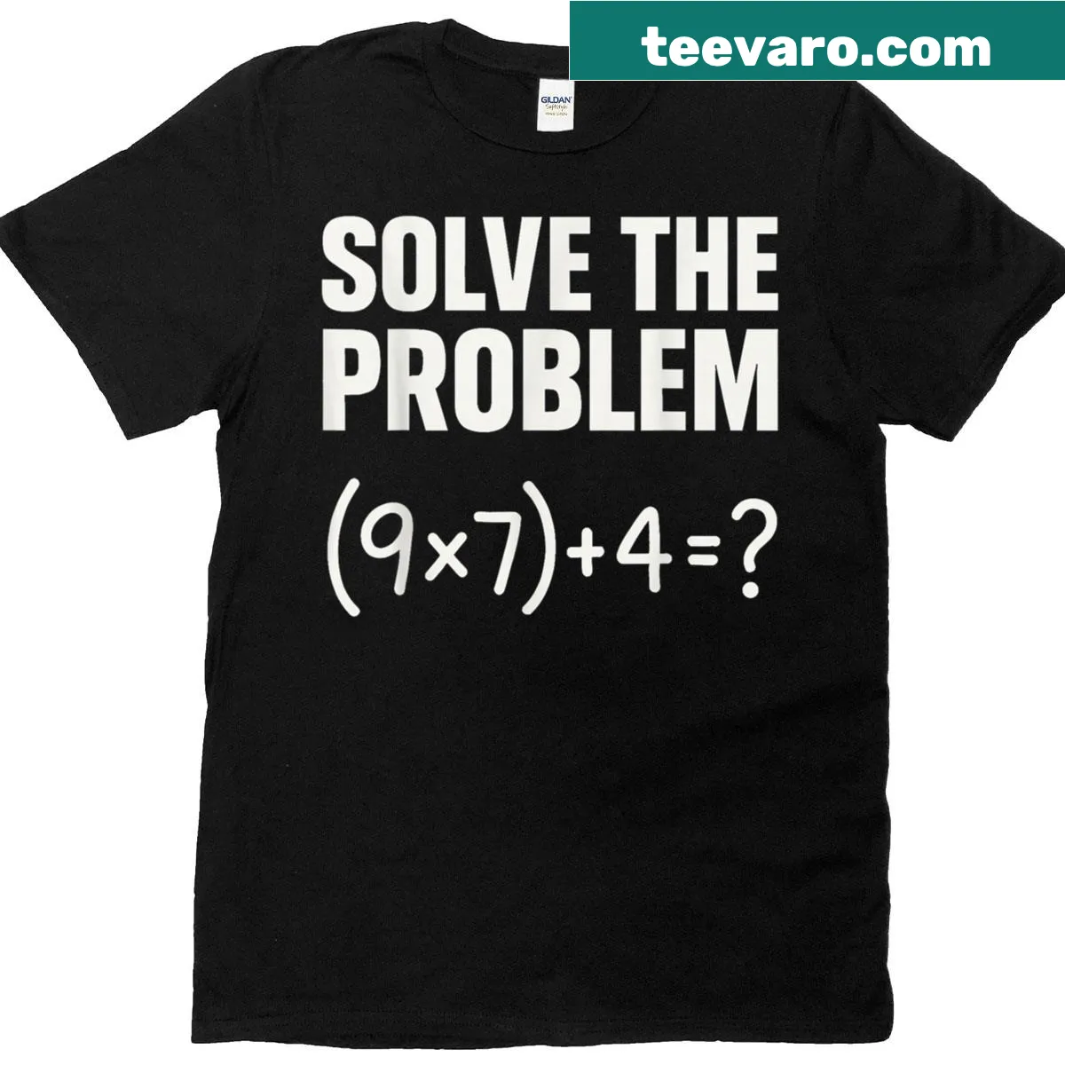 Funny math-themed t-shirt for teachers with 'Solve The Problem' text — on a men's t-shirt