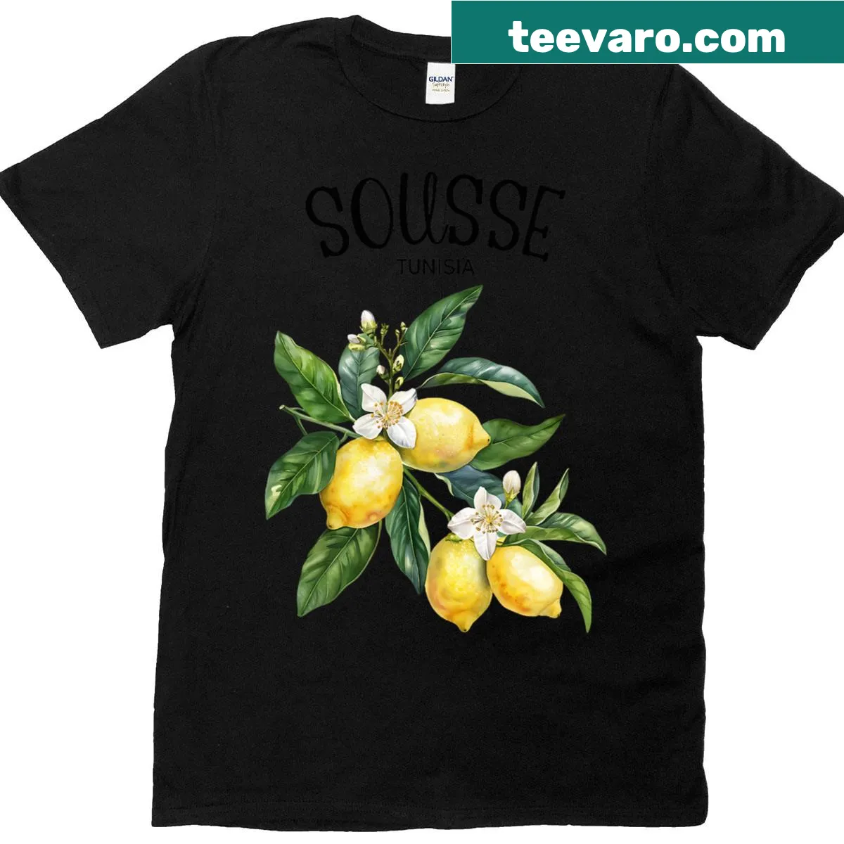 Tunisian lemon graphic on a vintage-style t-shirt — on a men's t-shirt