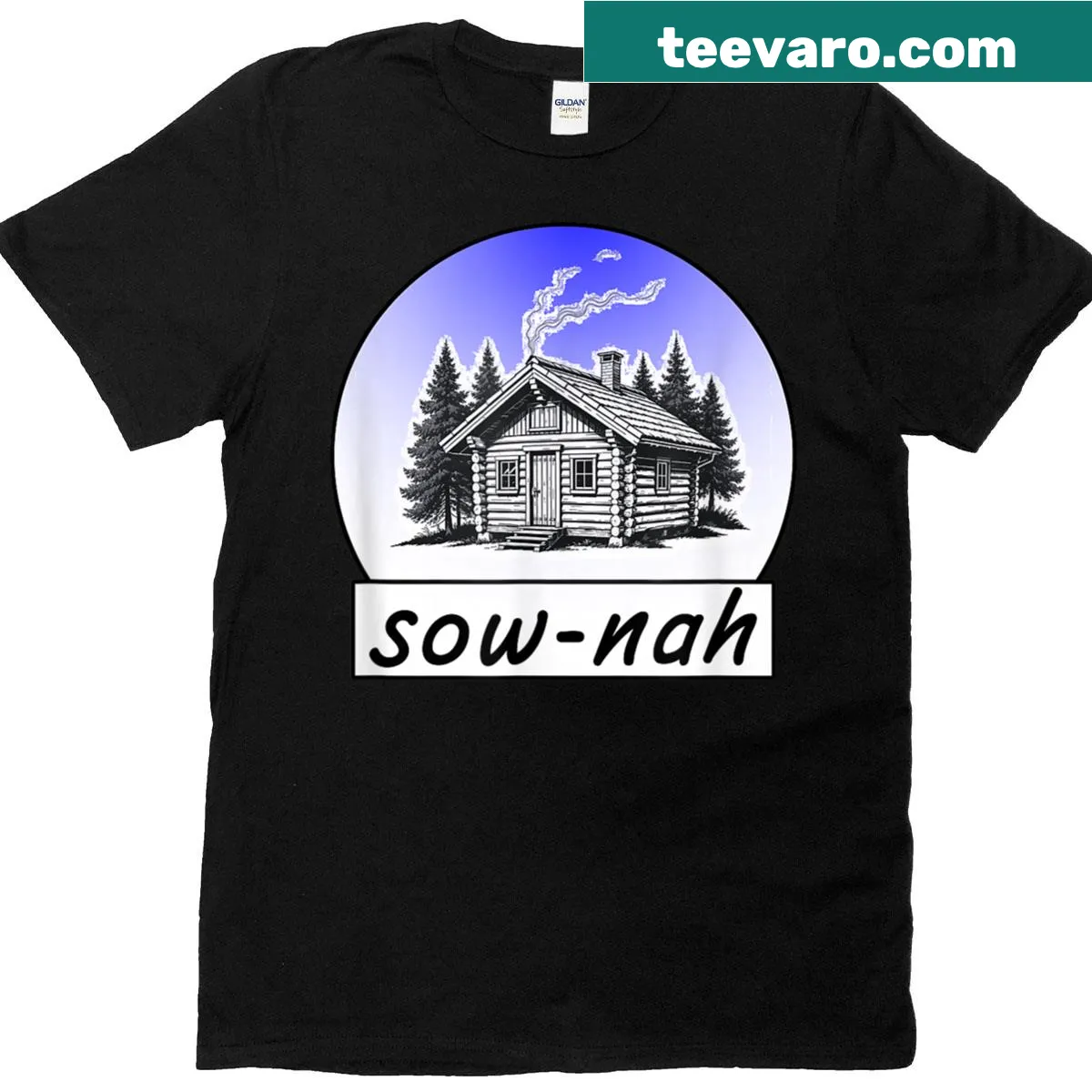Funny t-shirt with the phrase 'Sow-nah Means Sauna' — on a men's t-shirt