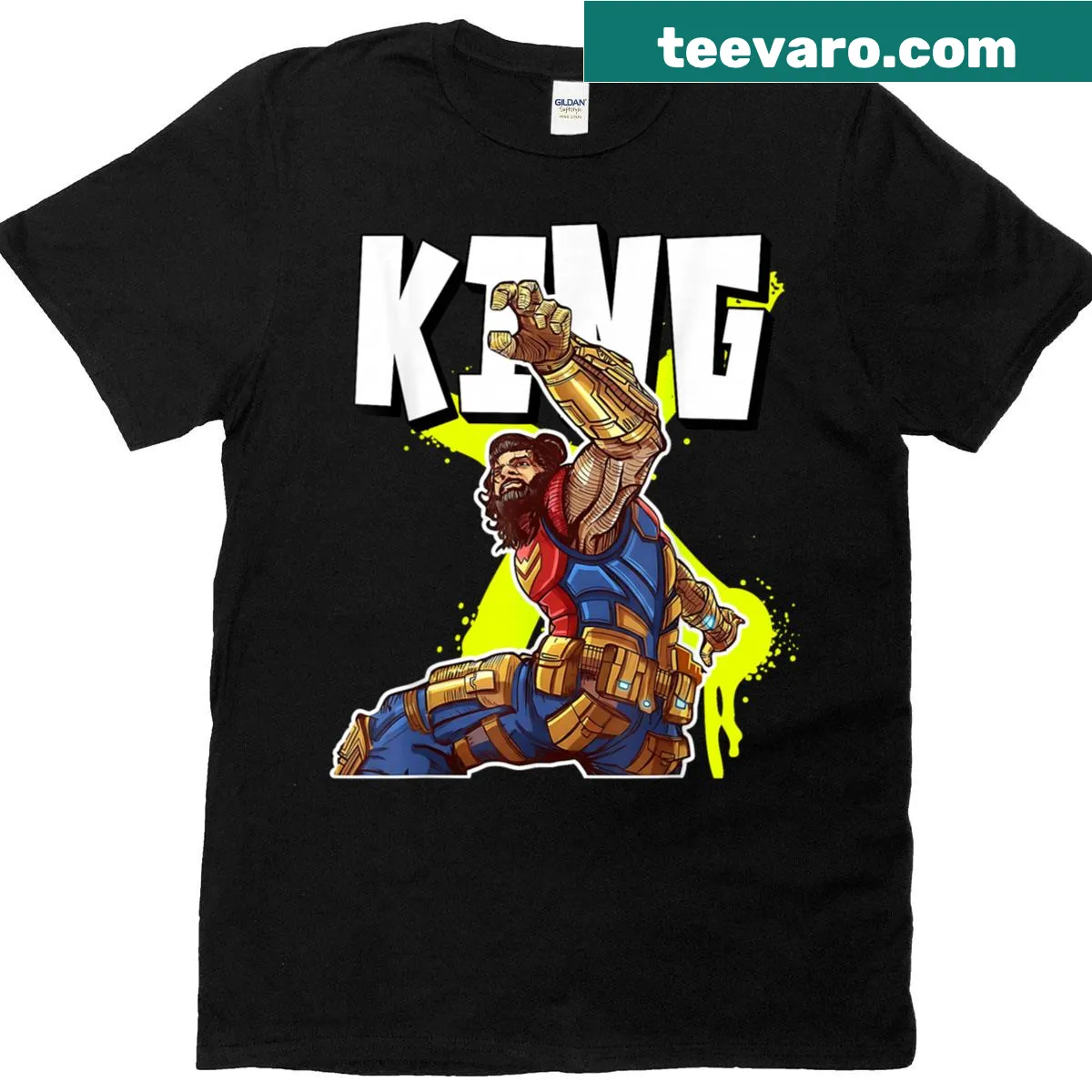 T-shirt featuring 'Telugu King Warrior' graphic text — on a men's t-shirt