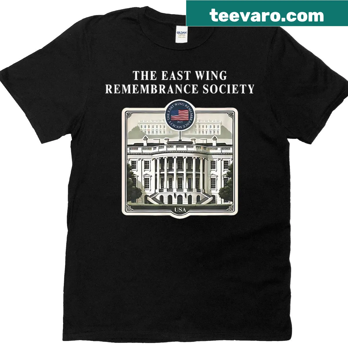 Landmark design T-shirt honoring the East Wing Remembrance Society — on a men's t-shirt