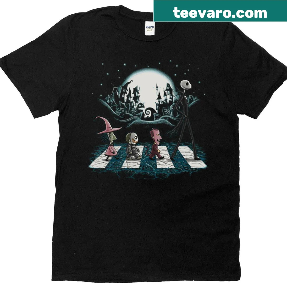 T-shirt featuring 'The Nightmare Christmas' design with spooky elements — on a men's t-shirt