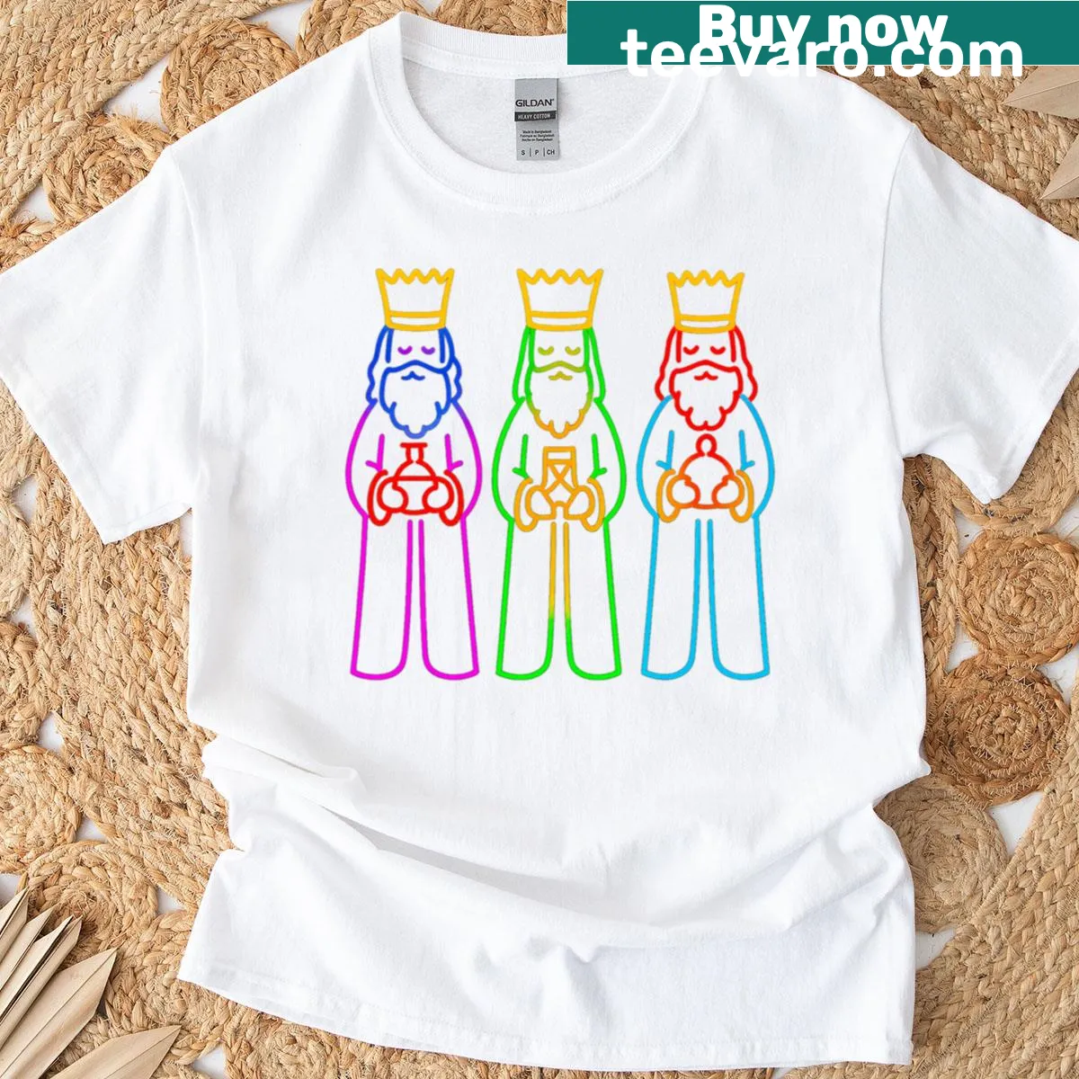 Artistic t-shirt featuring the Three Wise Men design — on a men's t-shirt