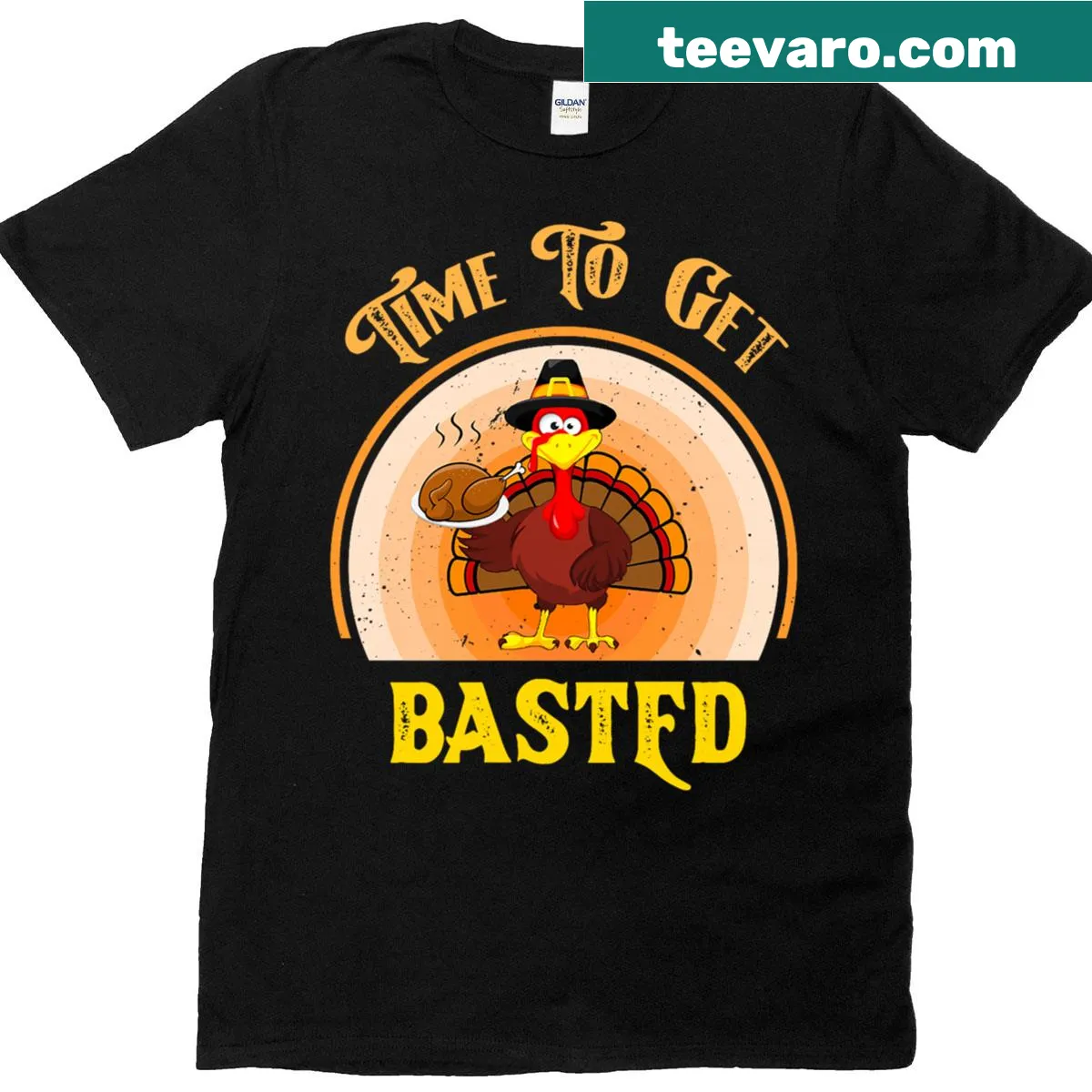 Funny Thanksgiving T-shirt with turkey graphic and humorous text — on a men's t-shirt