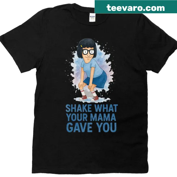 Watercolor design of Tina Belcher dancing with funny text