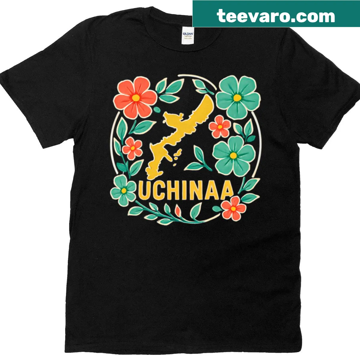 Okinawan T-shirt celebrating Uchinaa Island culture — on a men's t-shirt