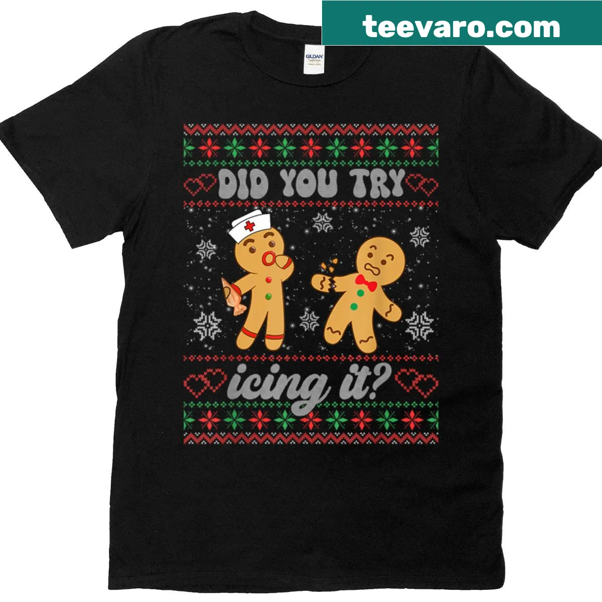 Funny nurse Christmas t-shirt with a playful saying — on a men's t-shirt