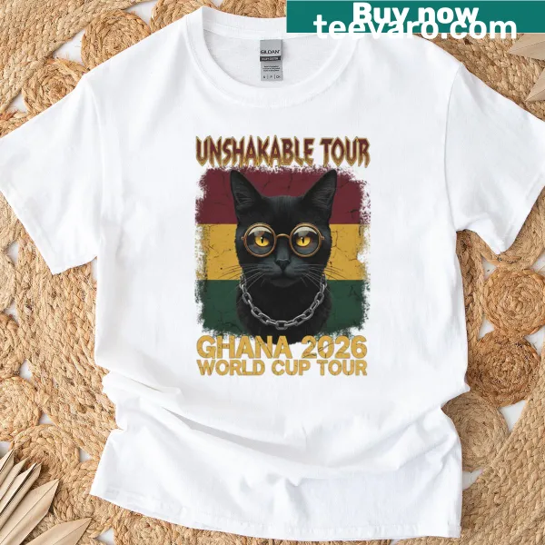 Graphic T-shirt celebrating Ghana's World Cup journey with bold design