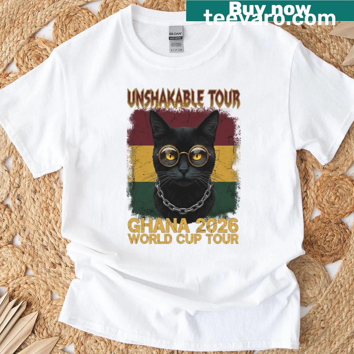 Graphic T-shirt celebrating Ghana's World Cup journey with bold design — on a men's t-shirt