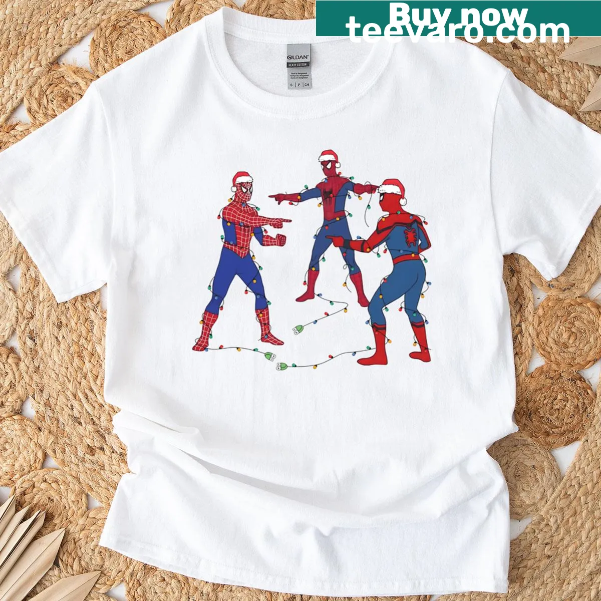 Vintage Christmas t-shirt with 'Verry Merry Christmas' text and imagery. — on a men's t-shirt