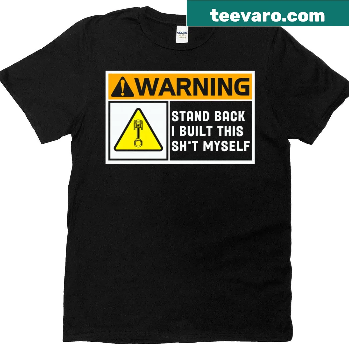 Warning graphic T-shirt about DIY accomplishments — on a men's t-shirt