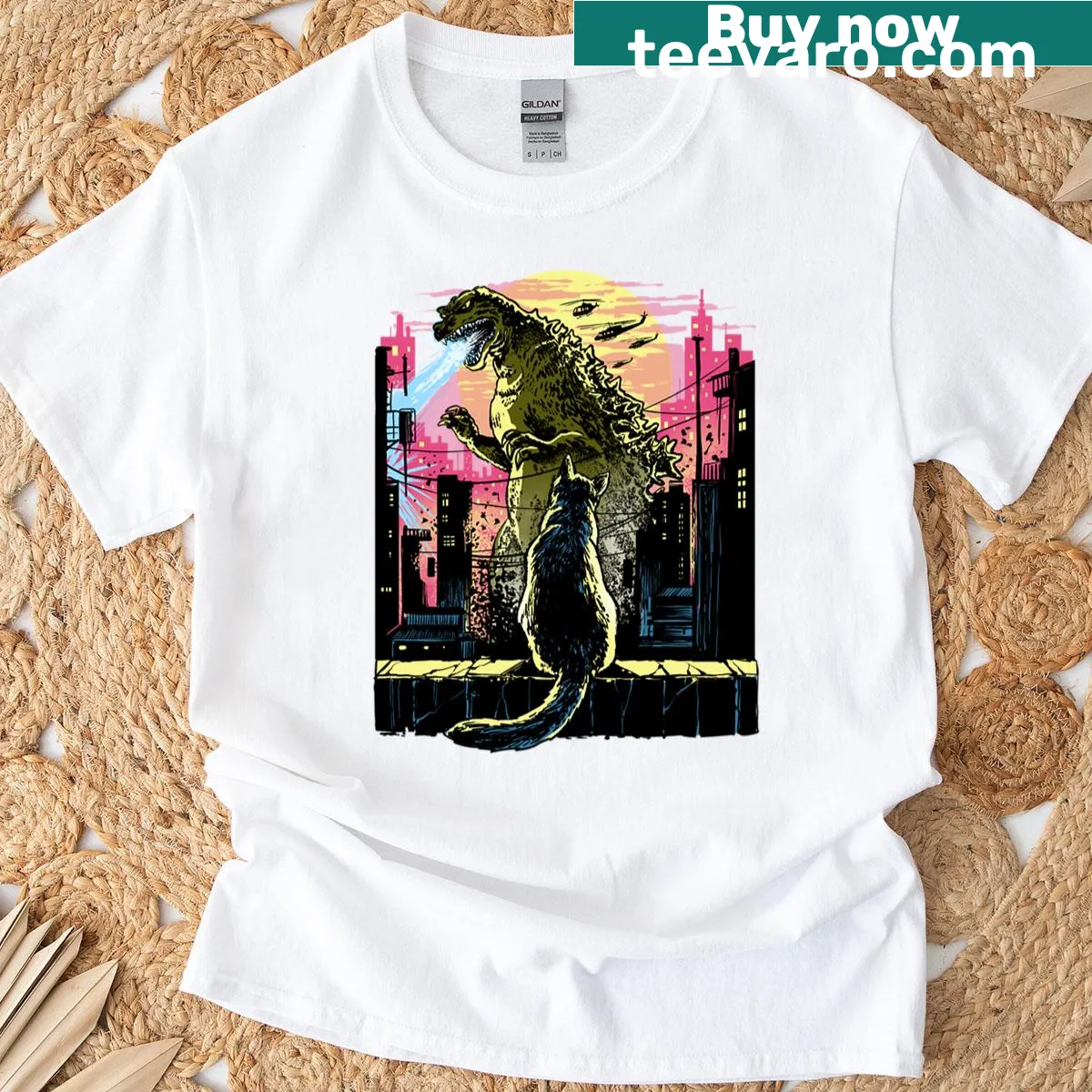 Illustration of a kaiju on a t-shirt, perfect for fantasy fans. — on a men's t-shirt