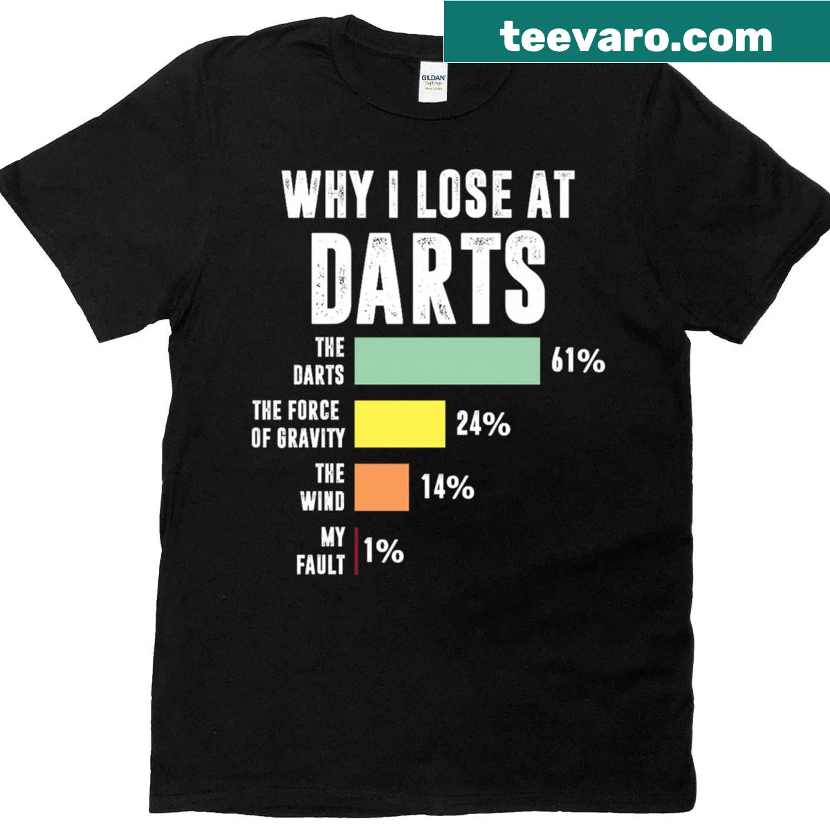 Funny darts player graphic T-shirt with clever saying — on a men's t-shirt