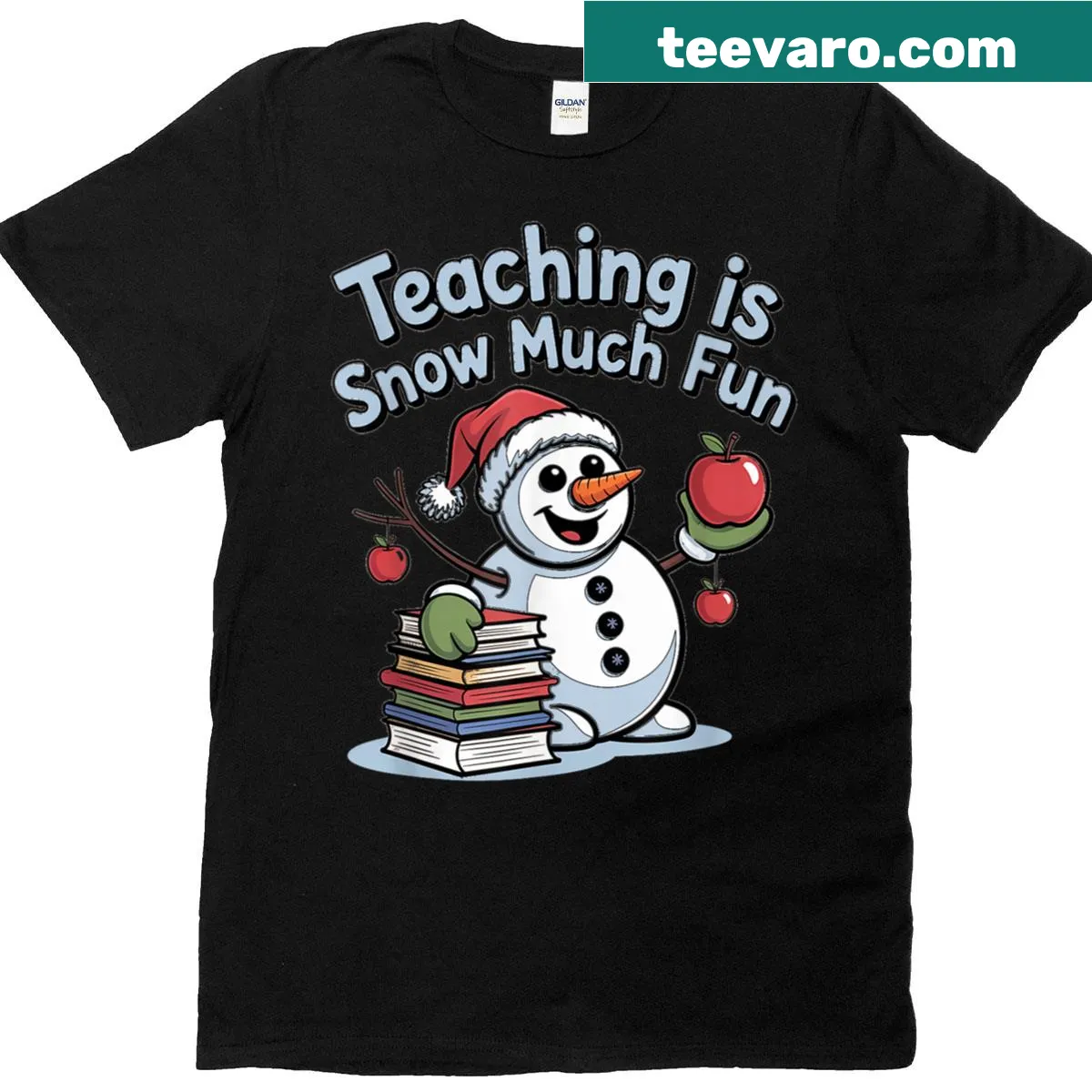 Snowman educator T-shirt celebrating winter teaching fun — on a men's t-shirt
