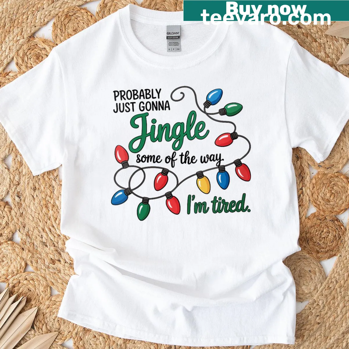 Festive typography graphic with Christmas jingle phrase — on a men's t-shirt