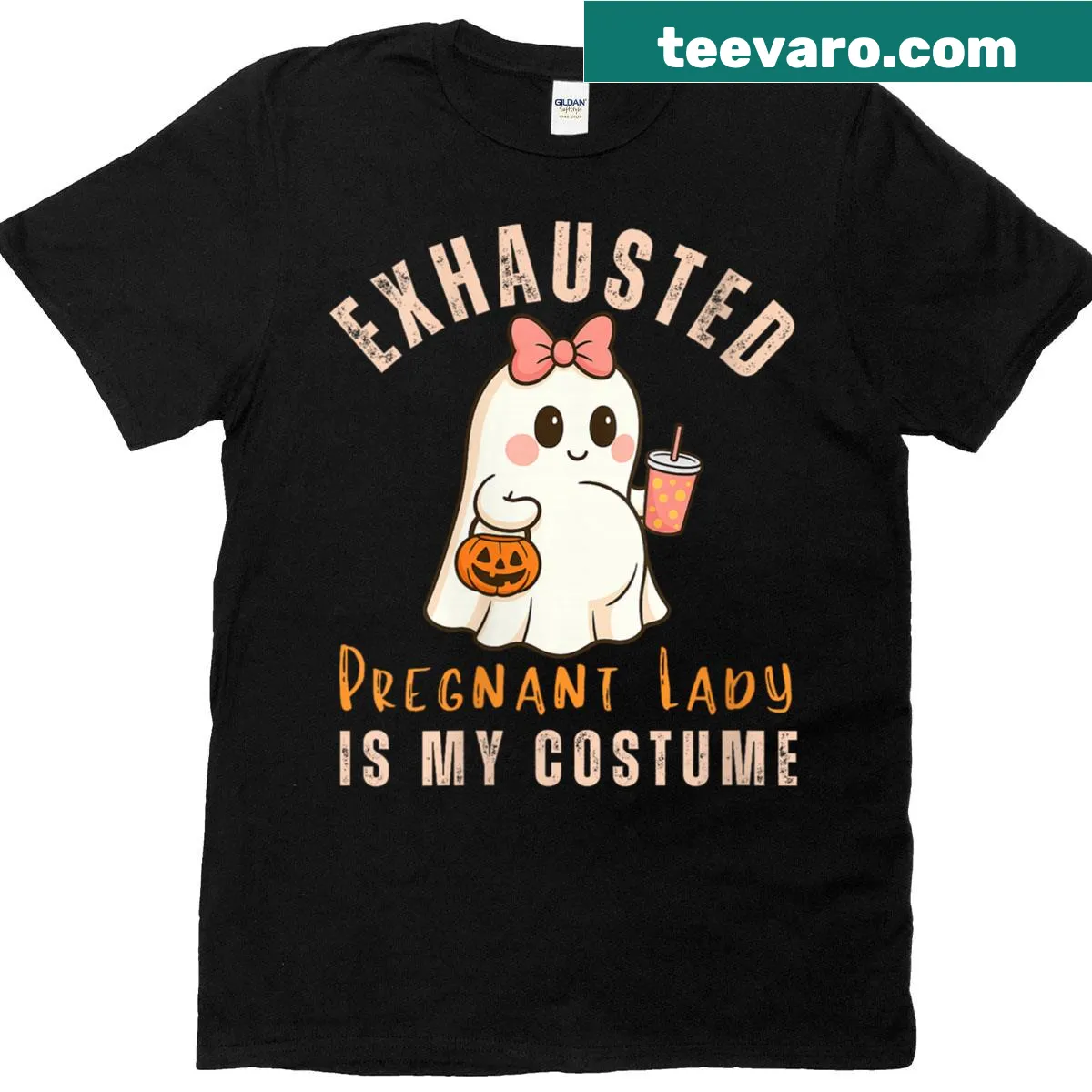 Funny Halloween t-shirt for expectant moms with cartoon design — on a men's t-shirt