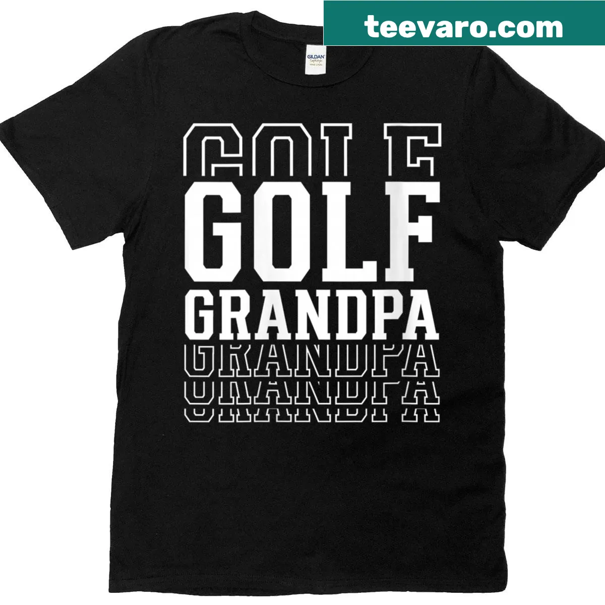 Funny T-shirt with layered text design for golf-loving grandpas — on a men's t-shirt