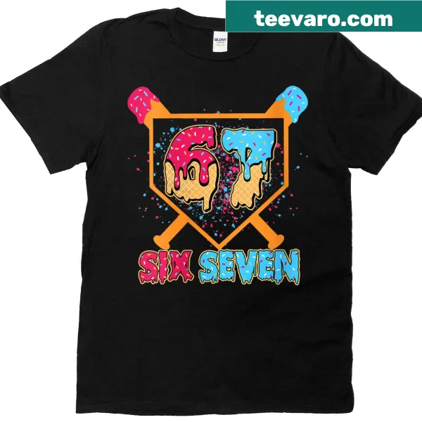 Funny T-shirt featuring ice cream drip and meme number 67